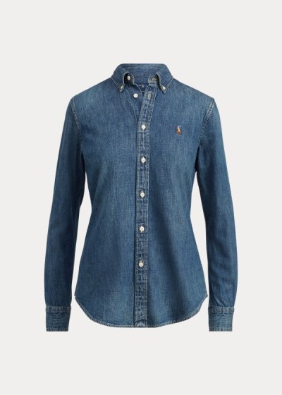 Women's Polo Ralph Lauren Custom Fit Denim Shirts | 250963VUF